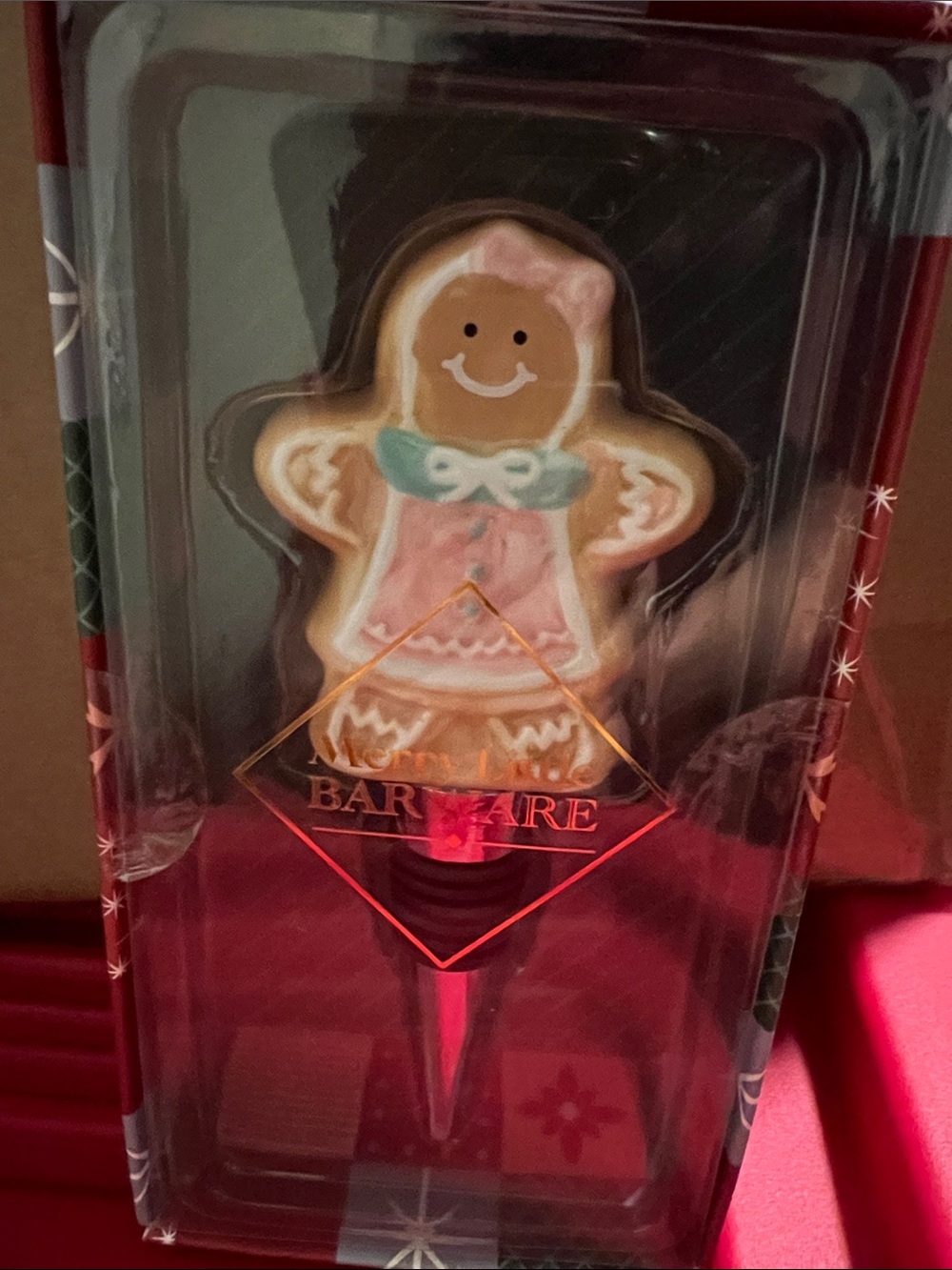 Gingerbread Girl Wine Stopper - Holiday Cookie Design
